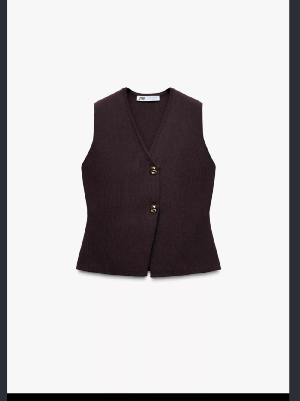 Zara Dark Brown Buttoned Knit Vest Top